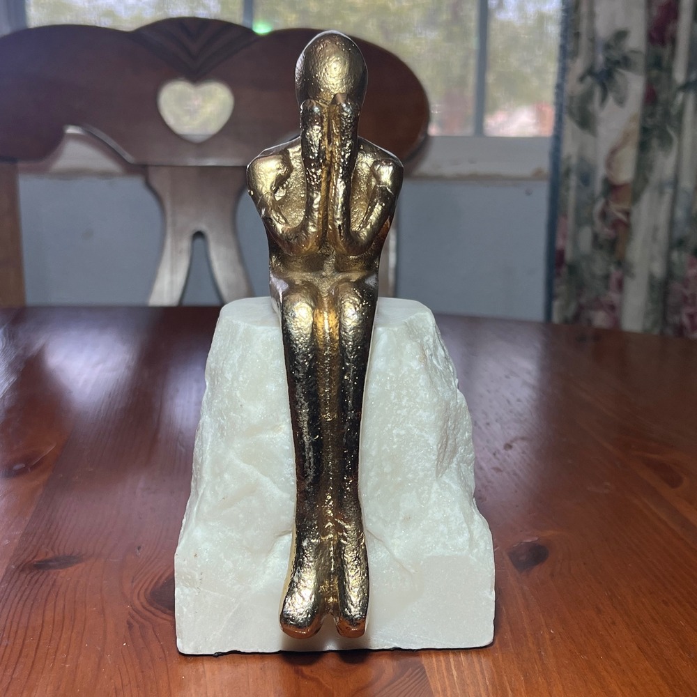 Espressione Thought Sculpture Gold Aluminum Marble Base Figurine‎ 19cm 559-093